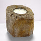 Polished Petrified Wood Candle Holder - Single Low featuring earthy woodgrain pattern and glossy finish - Positive Faith Hope Love