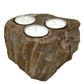 Polished Petrified Wood Candle Holder Triple featuring earthy woodgrain pattern and glossy finish - Positive Faith Hope Love