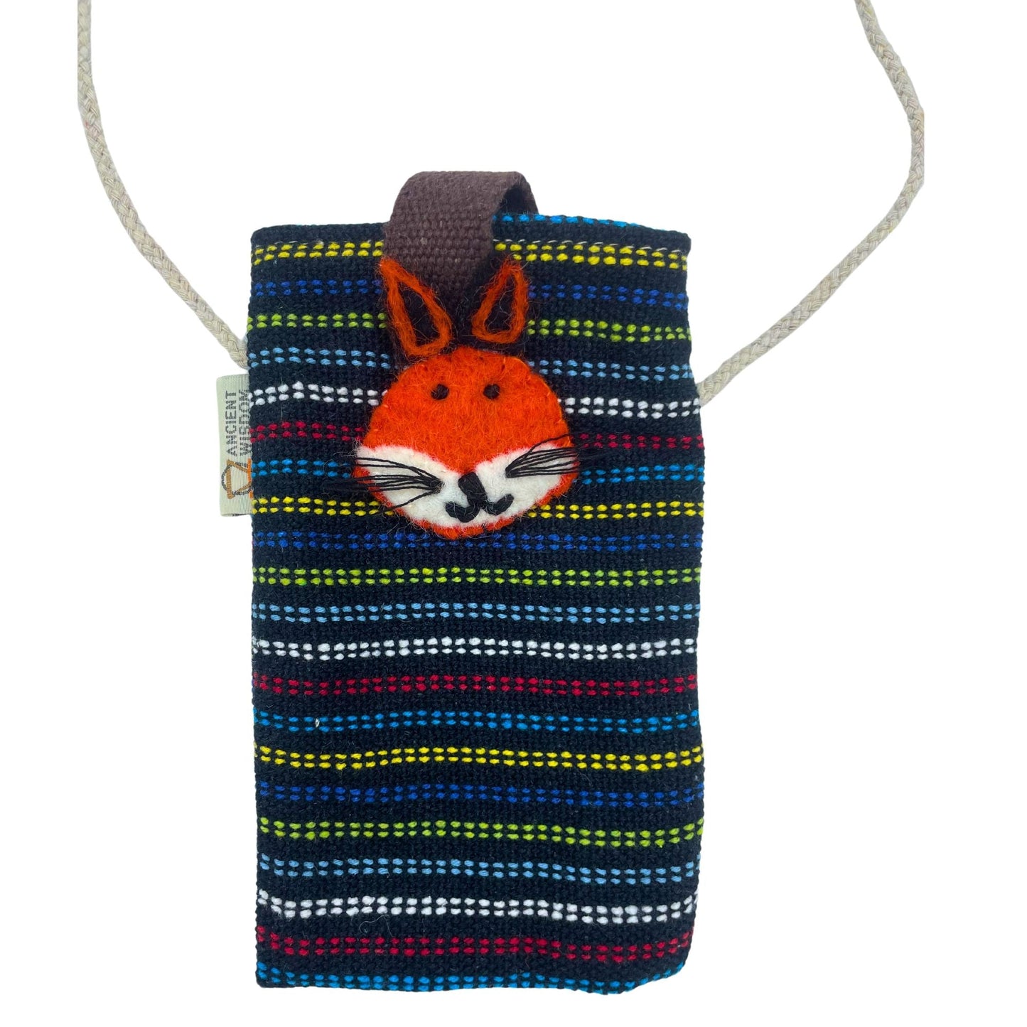Polished Phone Holder Bag Black And Multi Fox Decor featuring natural patterning and unique variations - Positive Faith Hope Love