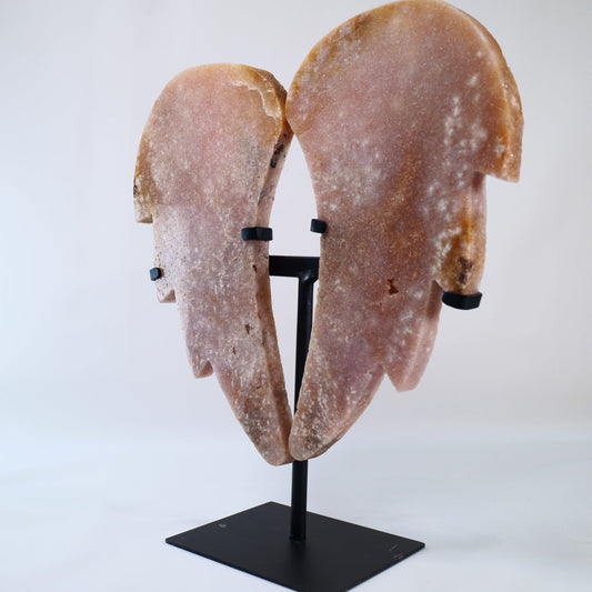 Pink Amethyst Angel Wings on Stand - Positive Faith Hope Love