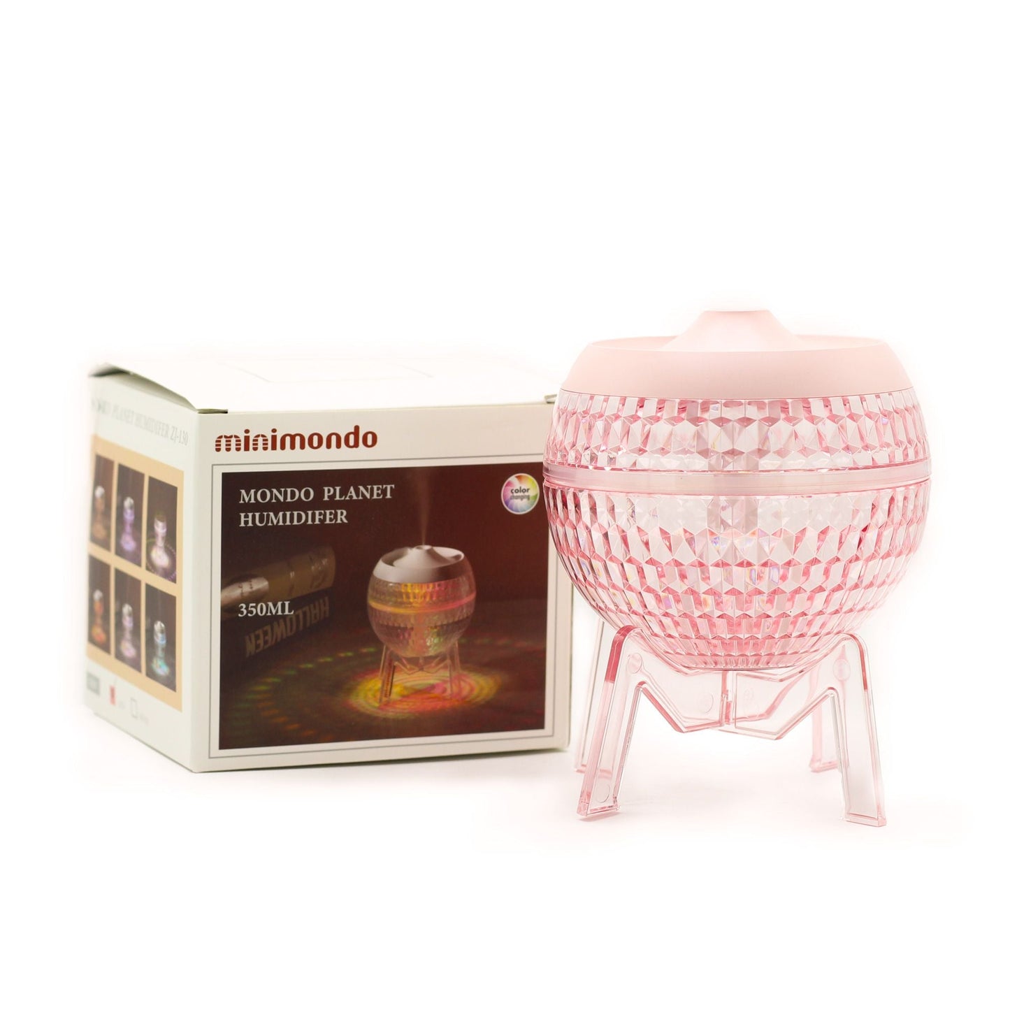 Polished Pink Humidifer Mondo Planet Usb Colour Change Down Light featuring natural patterning and unique variations - Positive Faith Hope Love