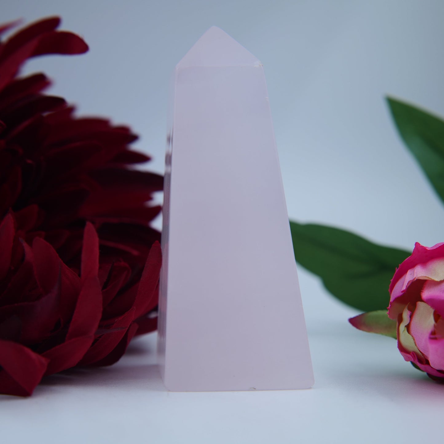 Pink Mangano Calcite Tower — 244g - Positive Faith Hope Love