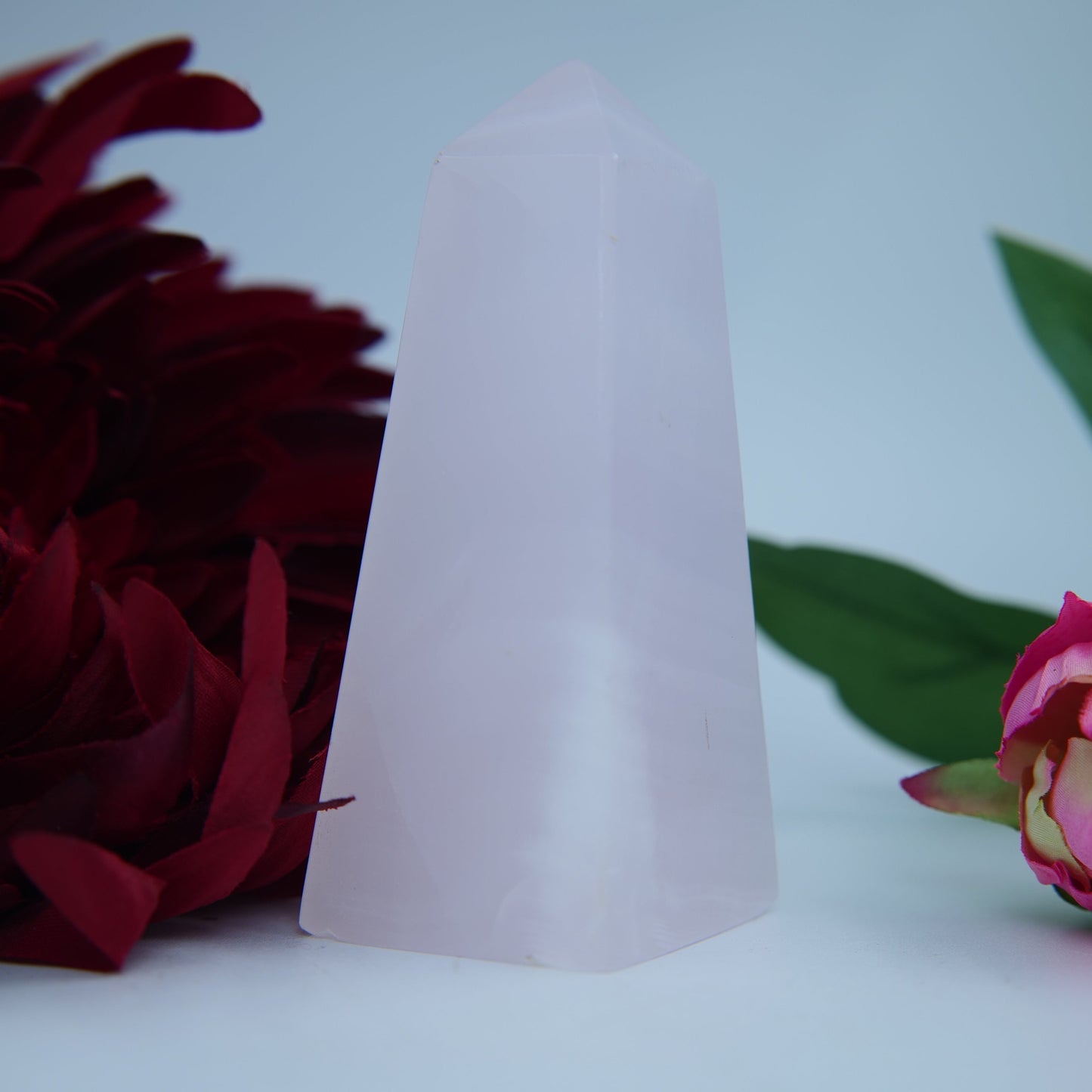 Pink Mangano Calcite Tower — 244g - Positive Faith Hope Love