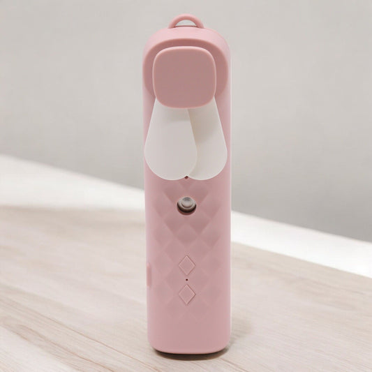 Polished Pink Nano Mist Face Fan Spray Usb Chargable featuring natural patterning and unique variations - Positive Faith Hope Love