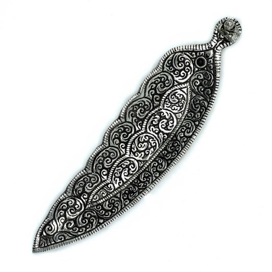 Polished Polished Aluminium Buddha Long Shaped Incense Holder 23cm featuring natural patterning and unique variations - Positive Faith Hope Love