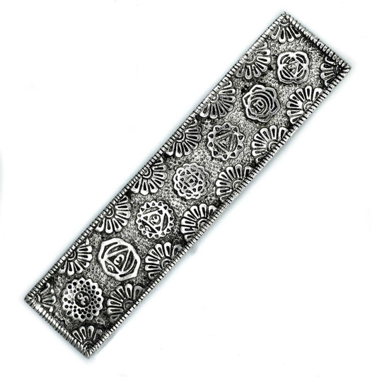 Polished Polished Aluminium Chakra Long Incense Holder 23cm featuring natural patterning and unique variations - Positive Faith Hope Love