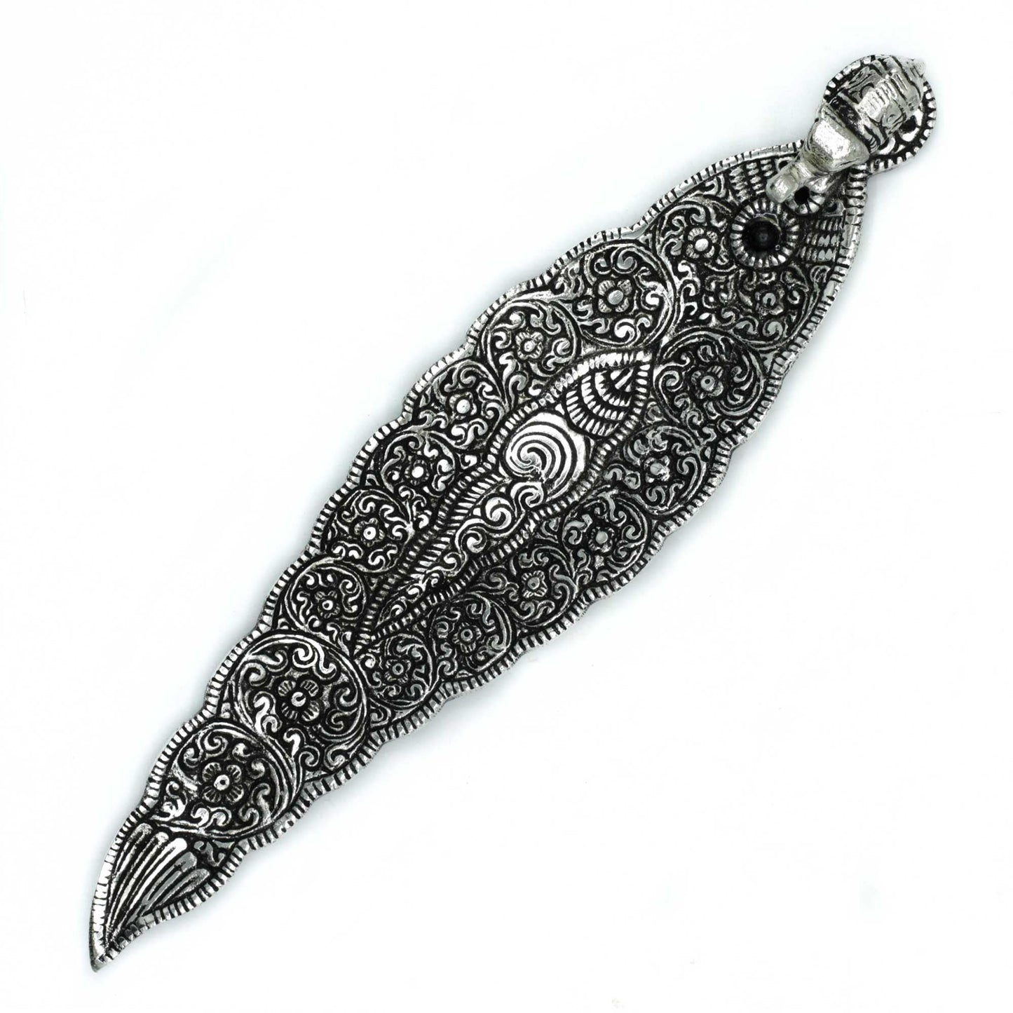 Polished Polished Aluminium Elephant Long Incense Holder 20cm featuring natural patterning and unique variations - Positive Faith Hope Love