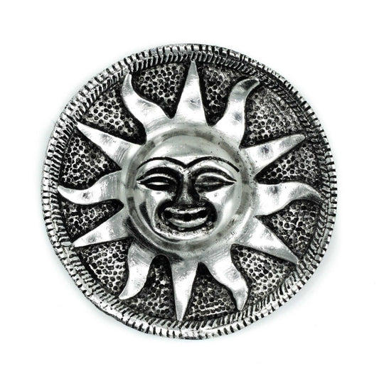 Polished Polished Aluminium Sun Incense Holder 9m featuring natural patterning and unique variations - Positive Faith Hope Love