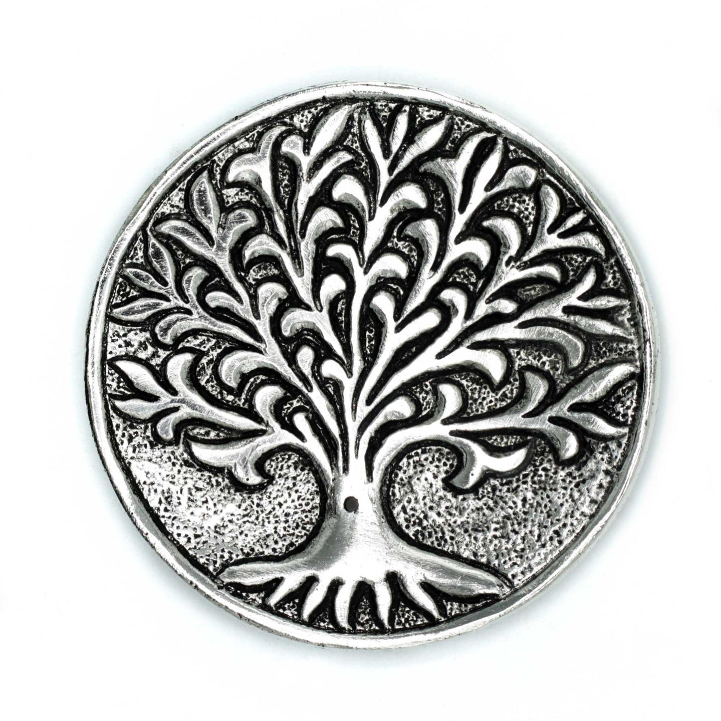 Polished Polished Aluminium Tree of Life Incense Holder 10cm featuring natural patterning and unique variations - Positive Faith Hope Love