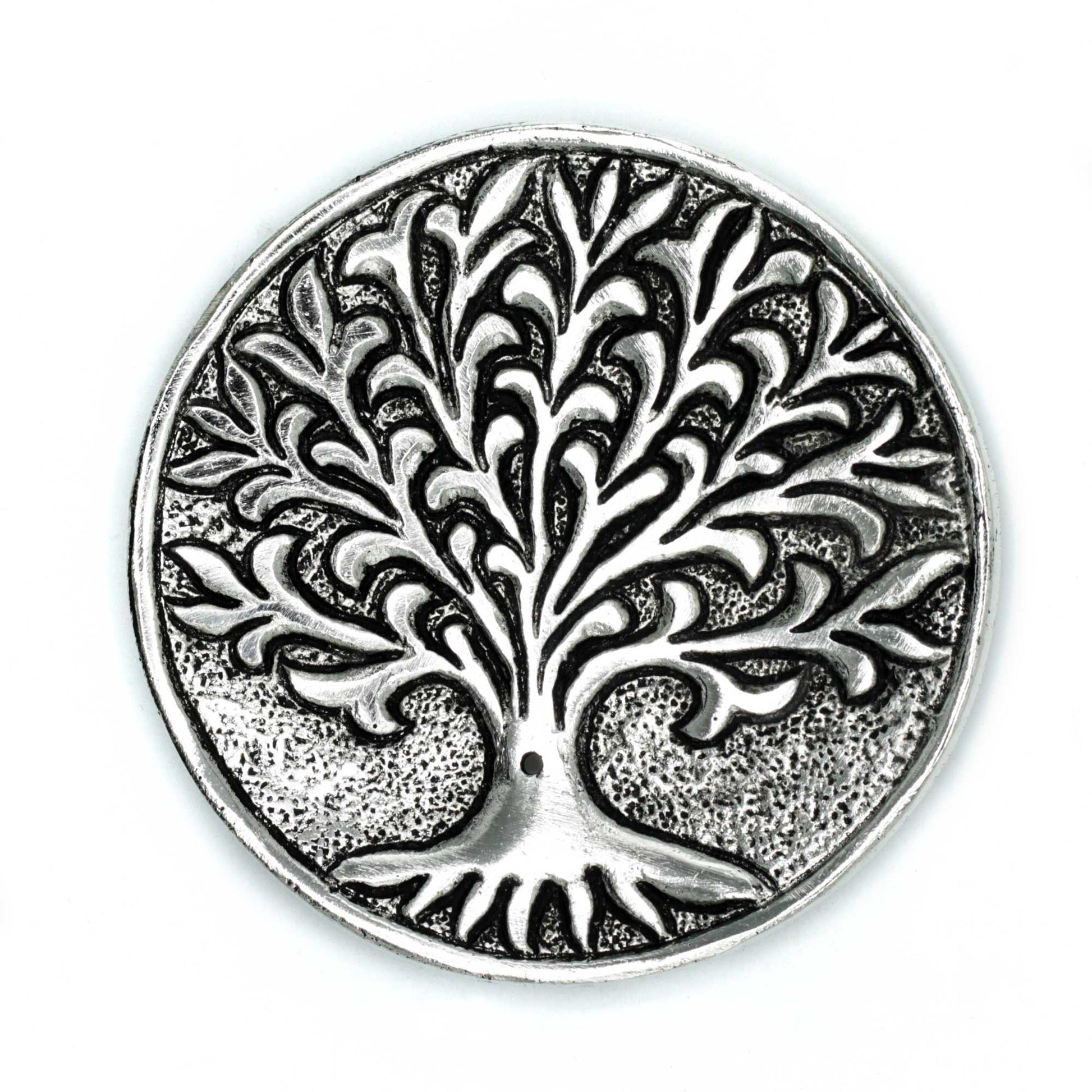 Polished Polished Aluminium Tree of Life Incense Holder 10cm featuring natural patterning and unique variations - Positive Faith Hope Love