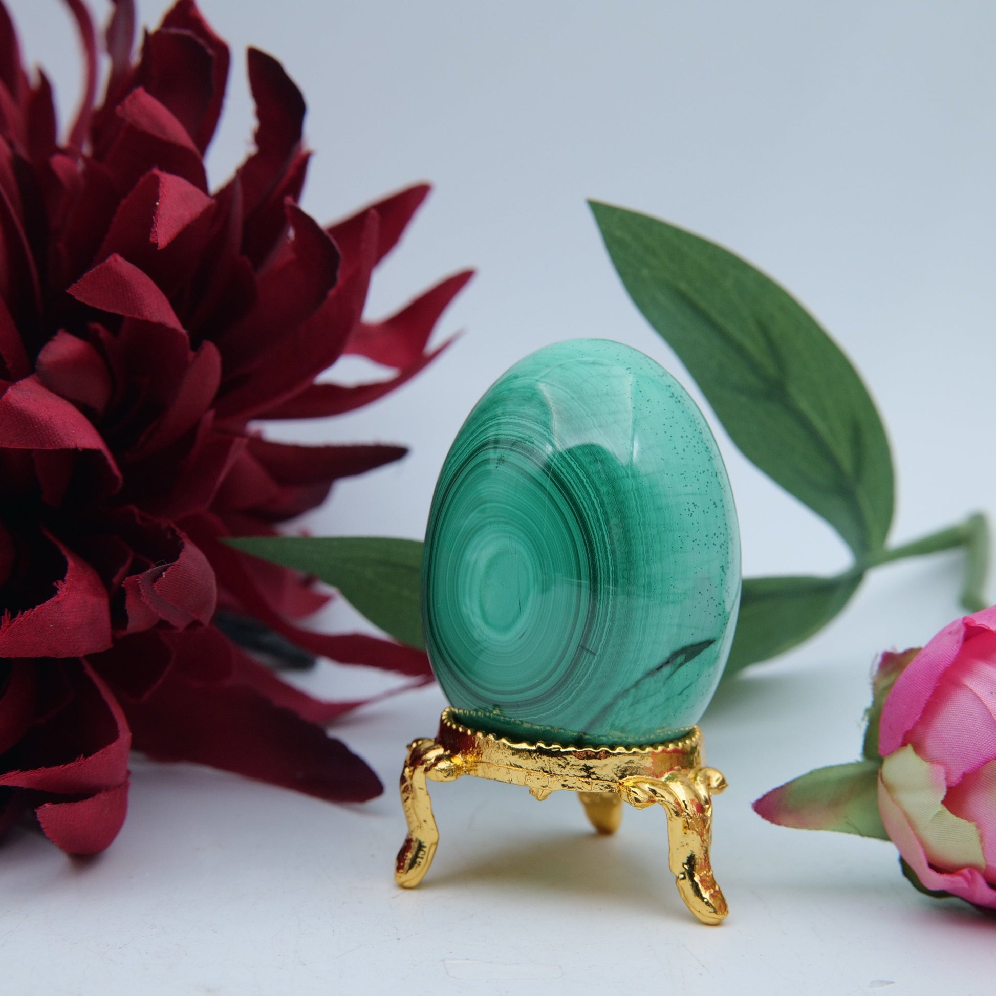 Polished Polished Banded Malachite Egg 135G featuring banded green patterning and silky polish - Positive Faith Hope Love