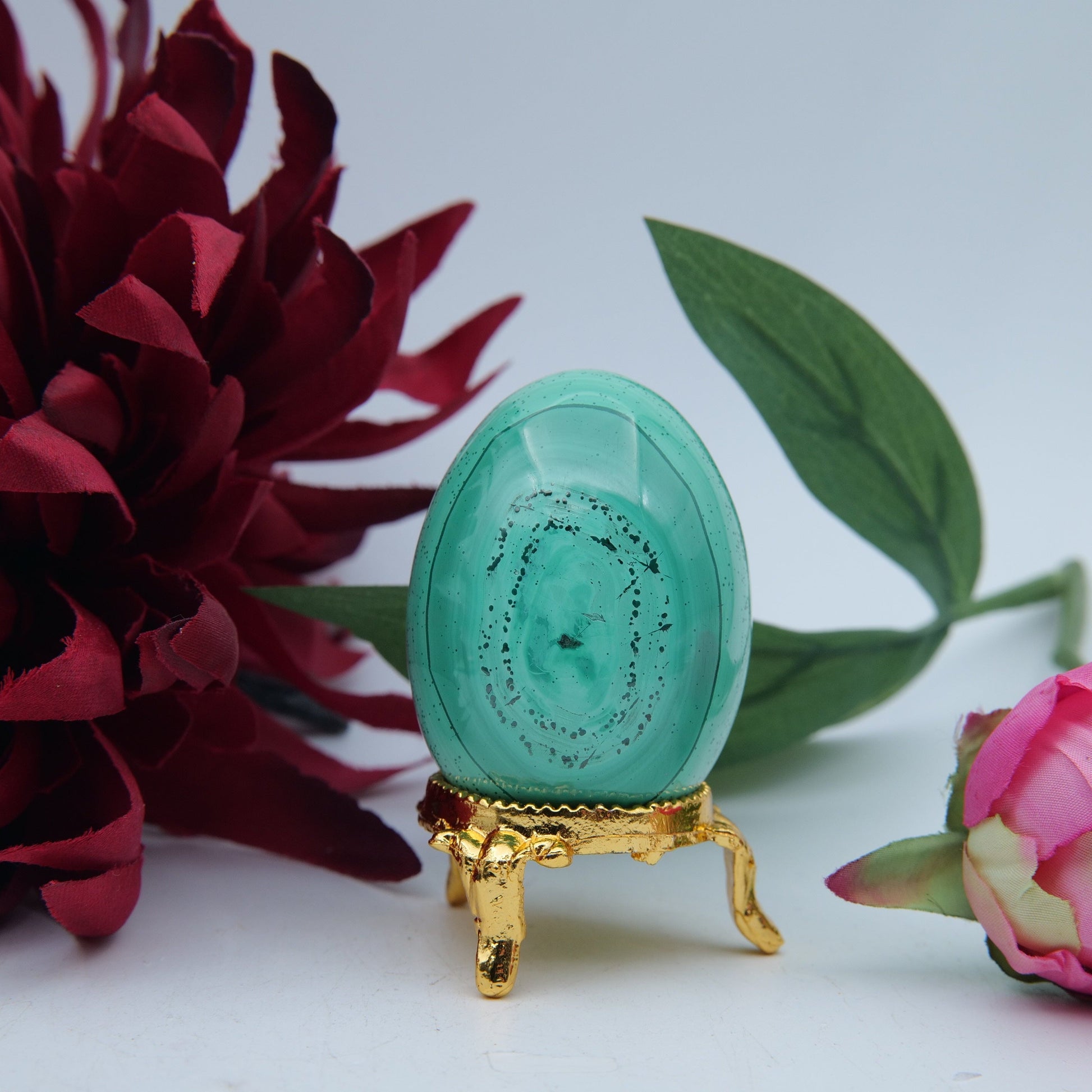 Polished Polished Banded Malachite Egg 135G featuring banded green patterning and silky polish - Positive Faith Hope Love