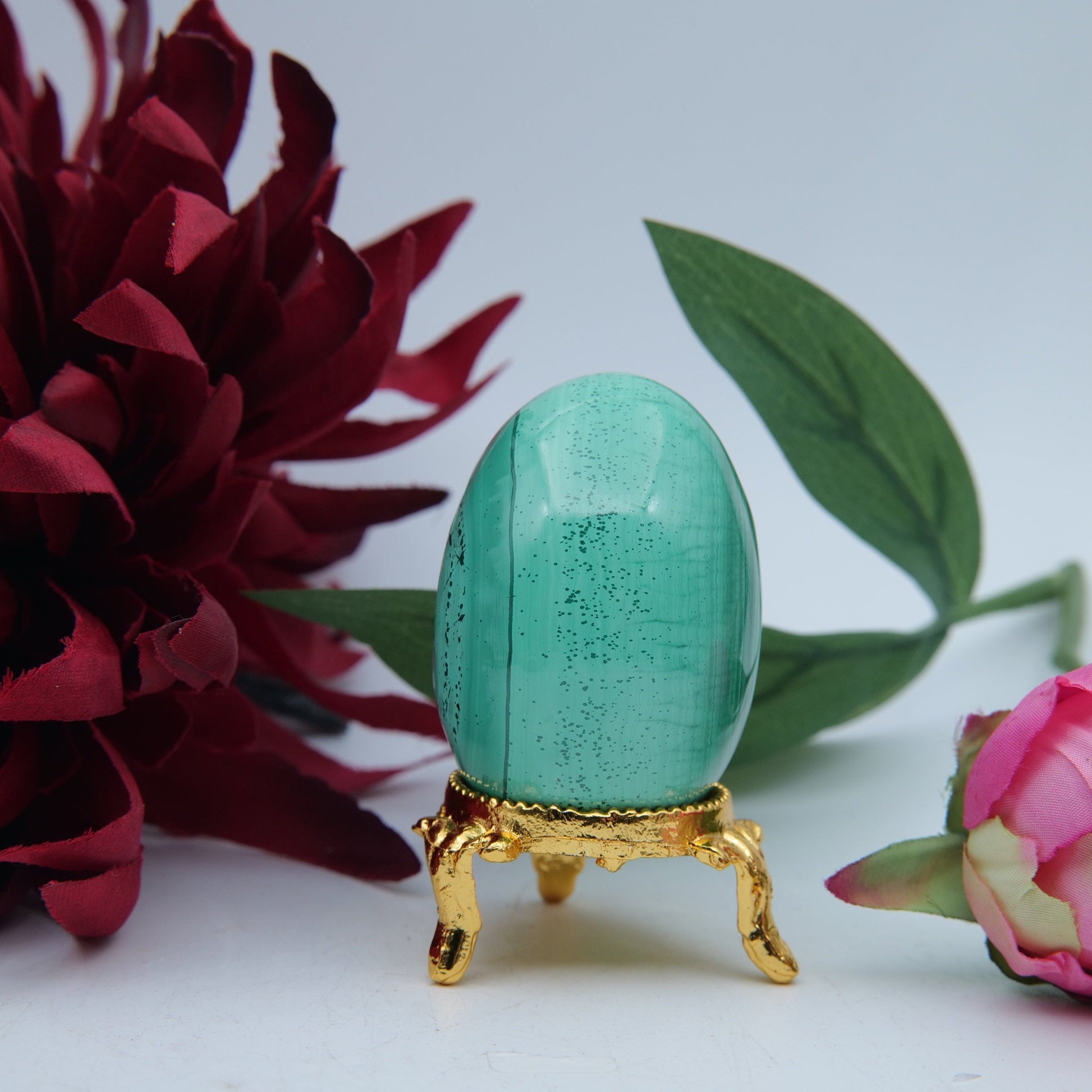 Polished Polished Banded Malachite Egg 135G featuring banded green patterning and silky polish - Positive Faith Hope Love