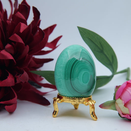 Polished Polished Banded Malachite Egg - 135g featuring banded green patterning and silky polish - Positive Faith Hope Love