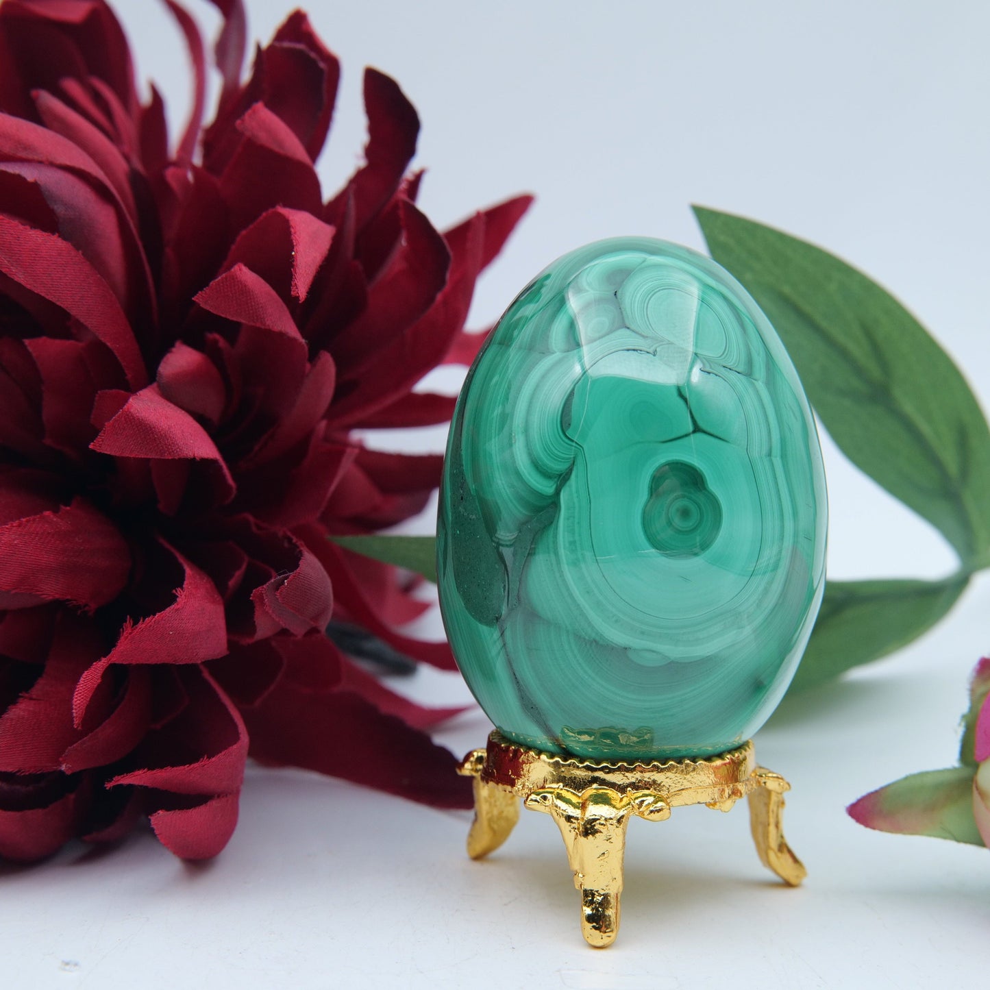 Polished Polished Banded Malachite Egg 260G featuring banded green patterning and silky polish - Positive Faith Hope Love