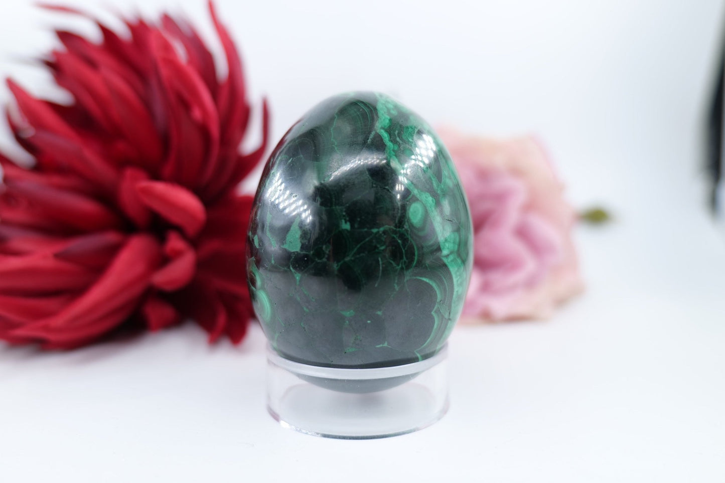 Polished Banded Malachite Egg - 425g - Positive Faith Hope Love