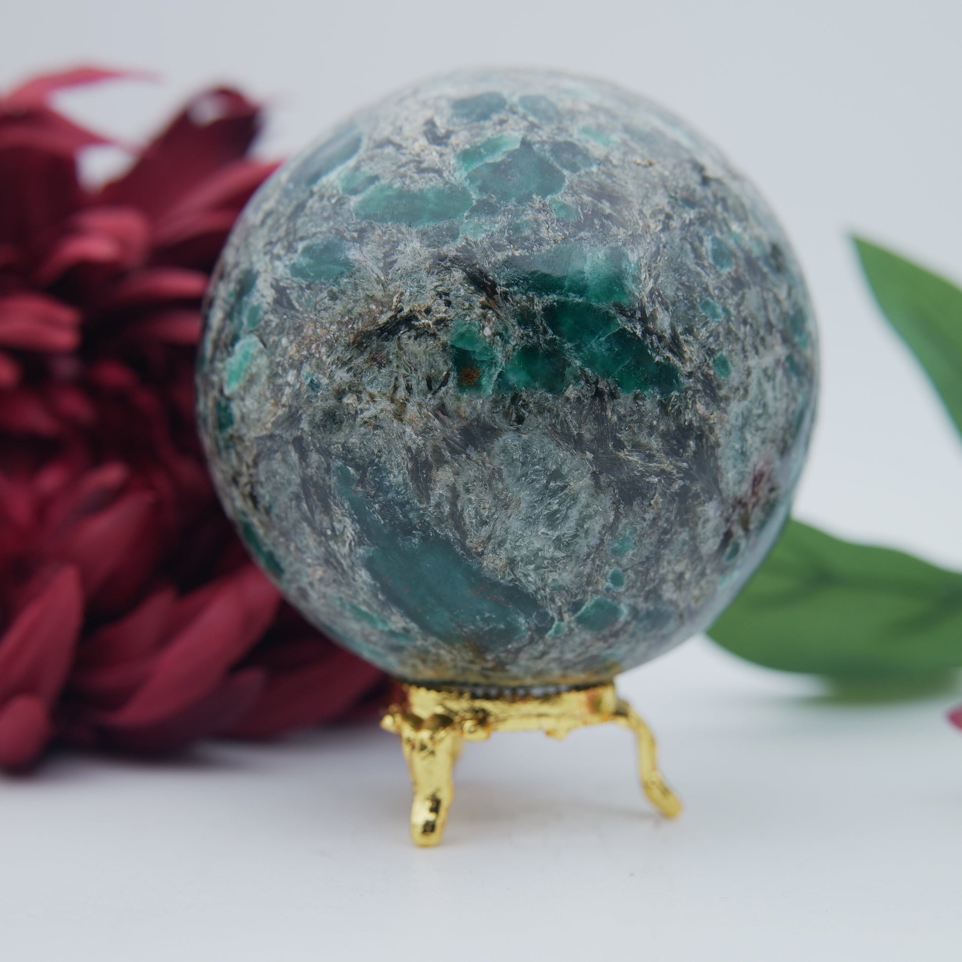 Polished Emerald in Matrix Sphere — 860g (85mm) - Positive Faith Hope Love