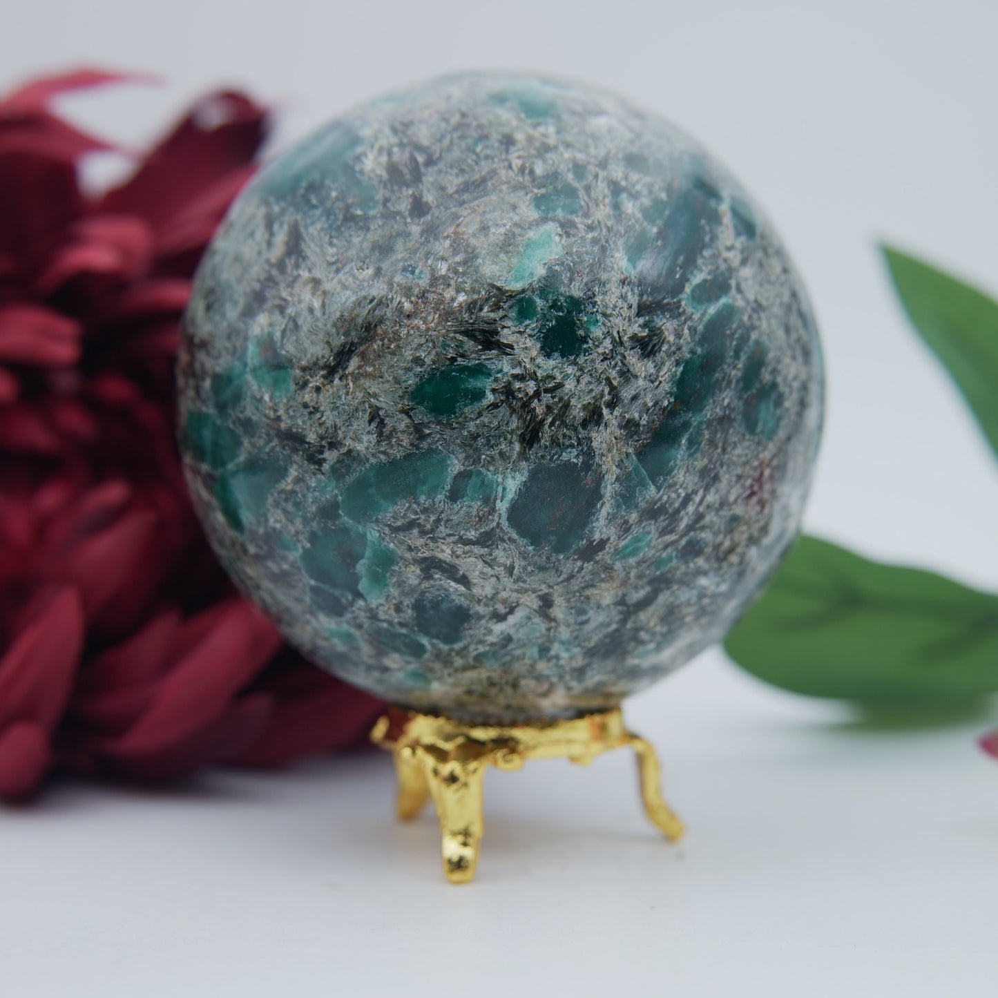 Polished Emerald in Matrix Sphere — 860g (85mm) - Positive Faith Hope Love