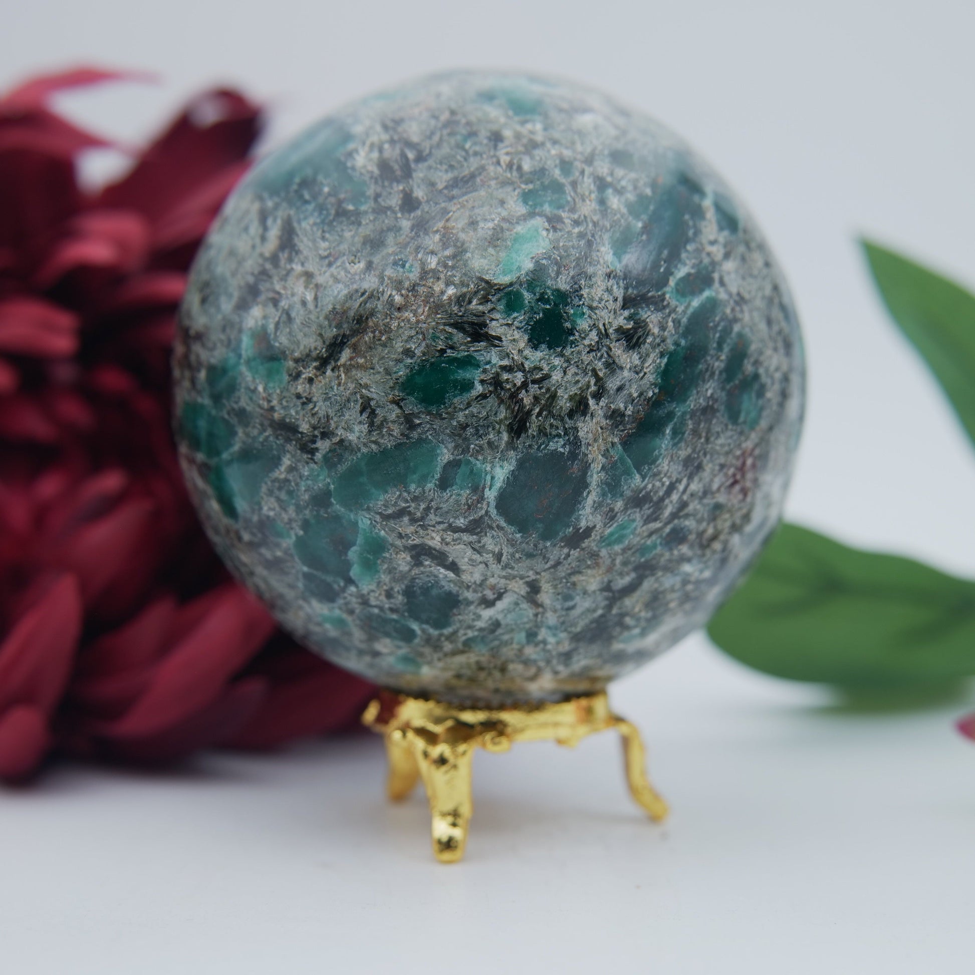 Polished Emerald in Matrix Sphere — 860g (85mm) - Positive Faith Hope Love