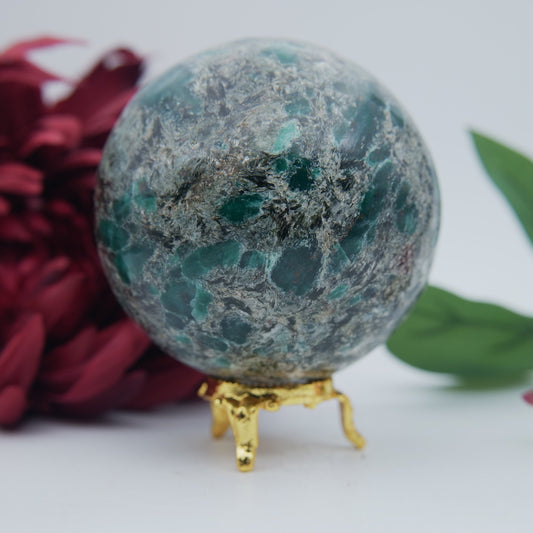 Polished Emerald in Matrix Sphere — 860g (85mm) - Positive Faith Hope Love