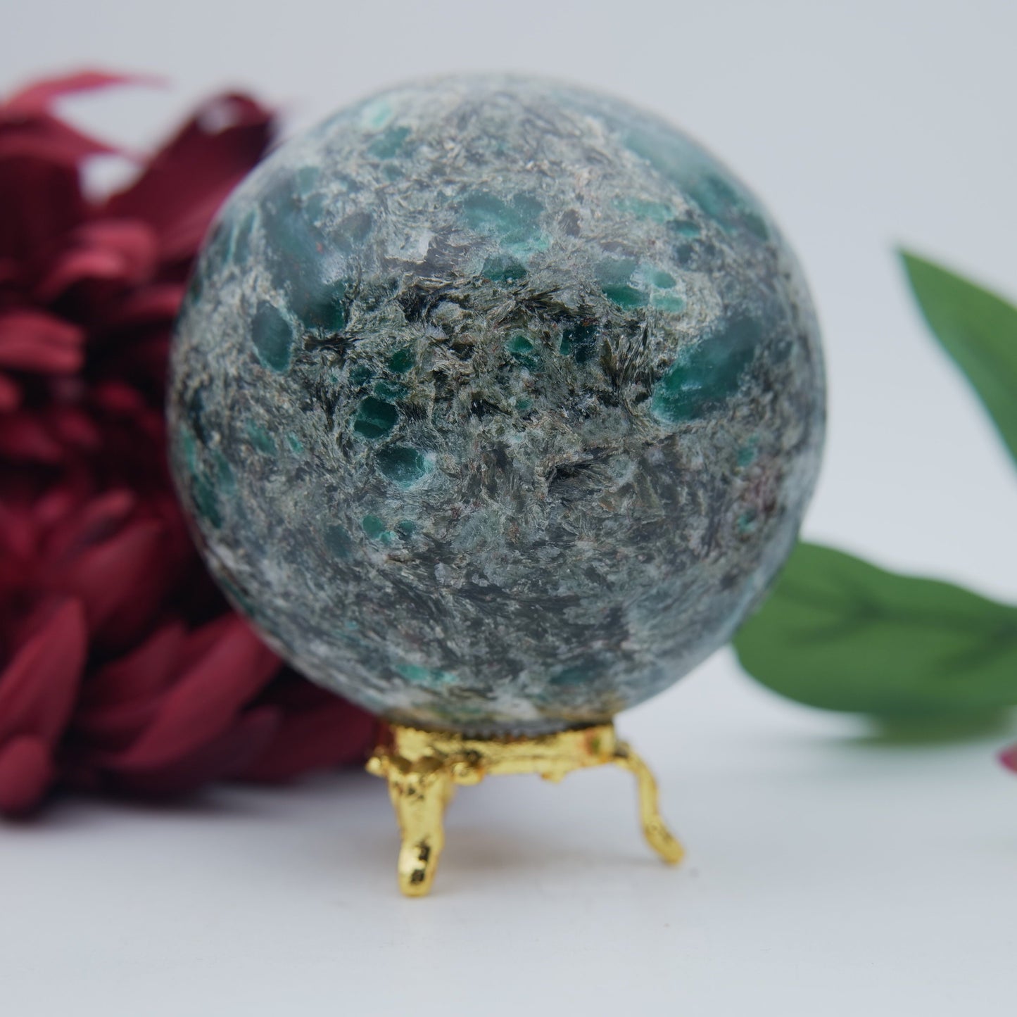 Polished Emerald in Matrix Sphere — 860g (85mm) - Positive Faith Hope Love