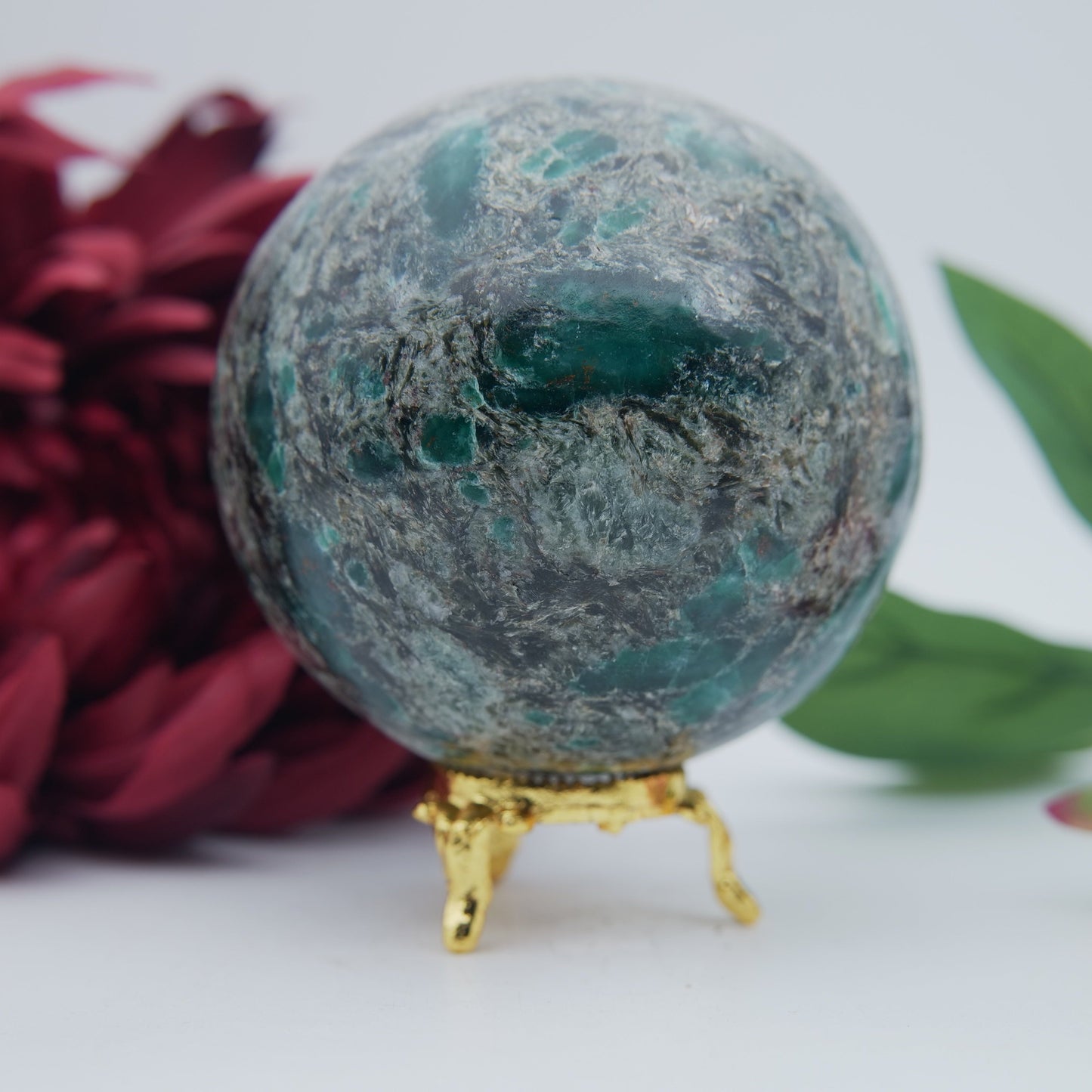 Polished Emerald in Matrix Sphere — 860g (85mm) - Positive Faith Hope Love