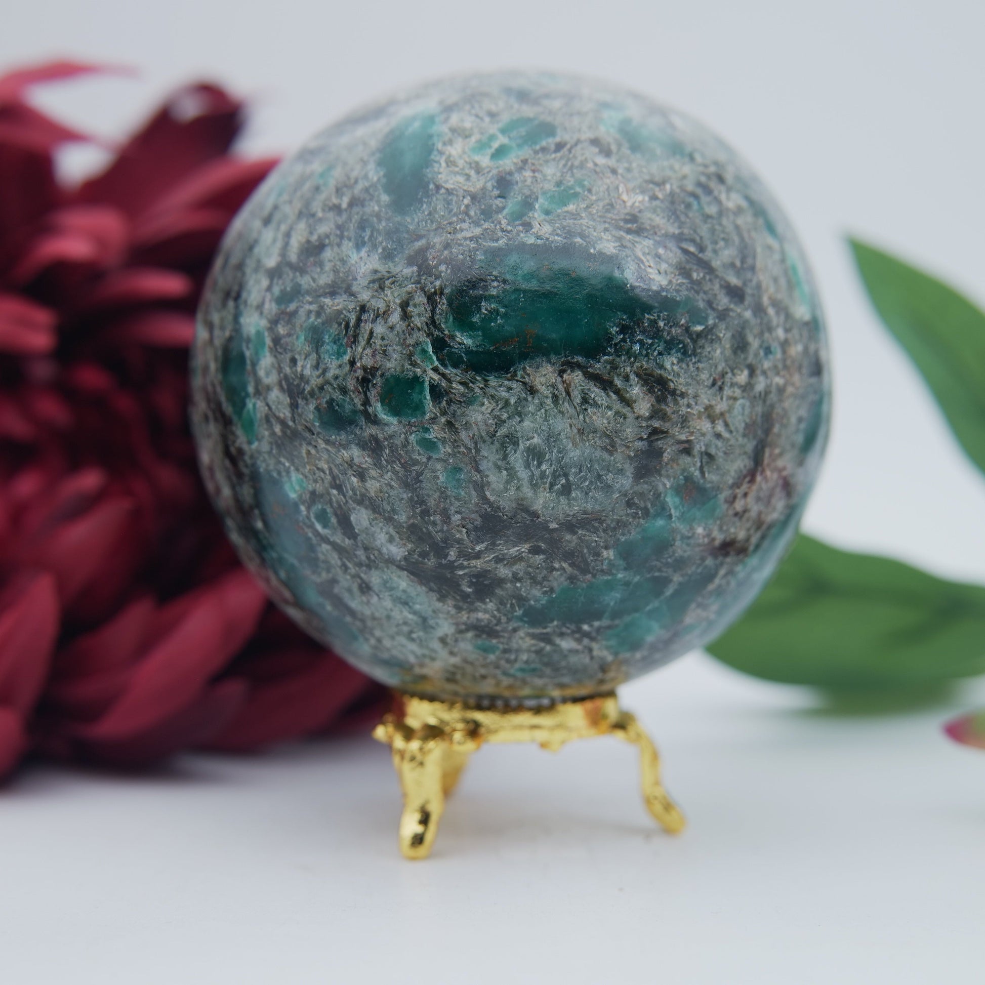 Polished Emerald in Matrix Sphere — 860g (85mm) - Positive Faith Hope Love