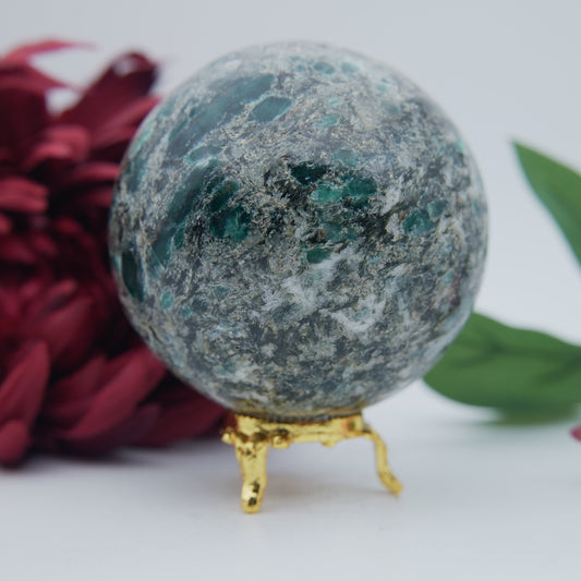 Polished Emerald in Matrix Sphere — 860g (85mm) - Positive Faith Hope Love