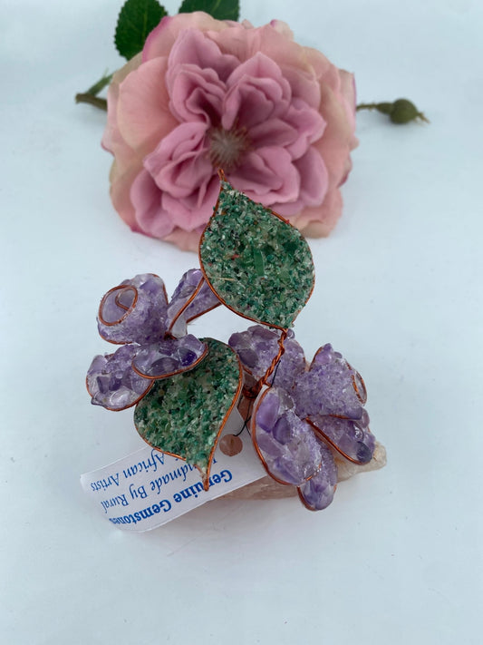 Polished Gemstone Art Double Rose * - Positive Faith Hope Love
