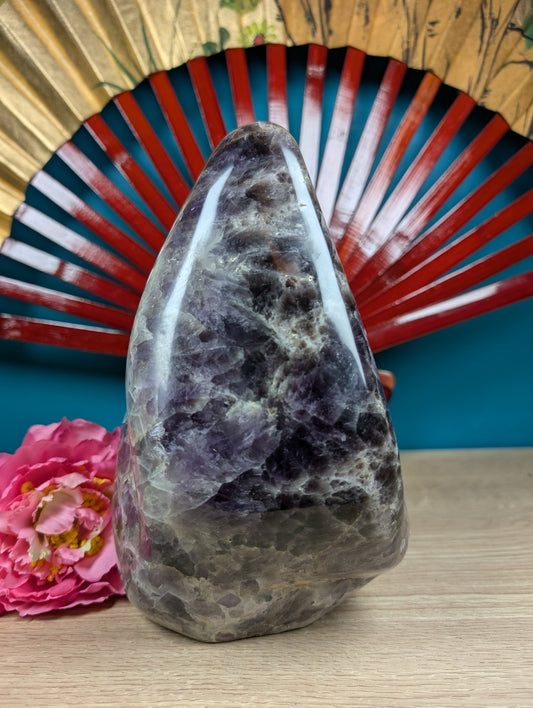 Polished Large Smokey Flower Chevron Amethyst Free Form 3200g - Positive Faith Hope Love