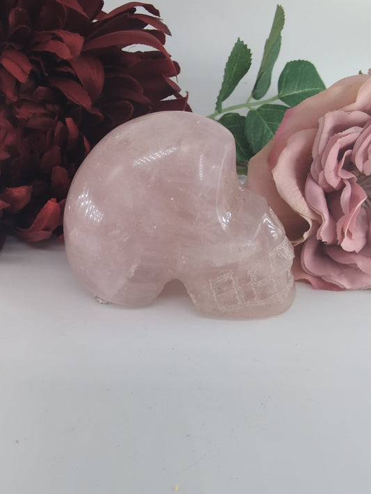 Polished Rose Quartz Skull 300g - Positive Faith Hope Love