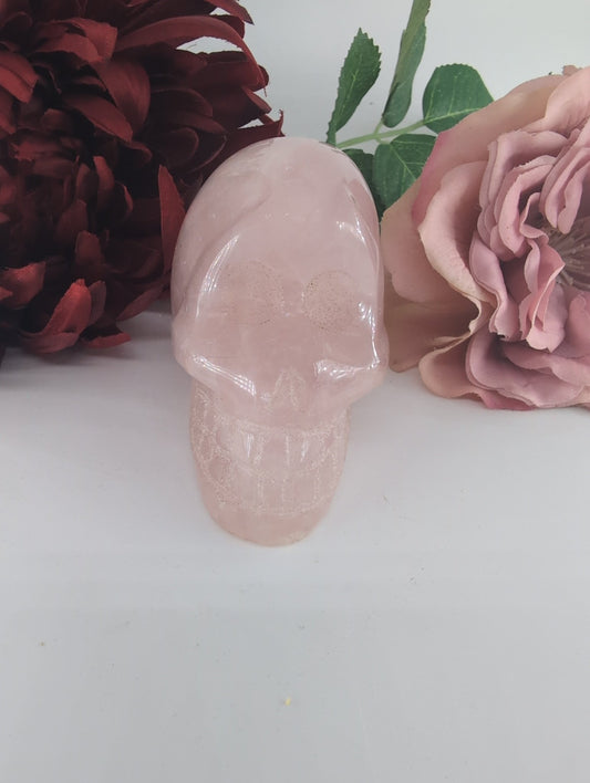 Polished Rose Quartz Skull 300g - Positive Faith Hope Love