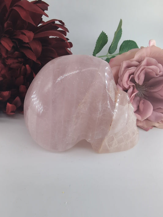 Polished Rose Quartz Skull 540g - Positive Faith Hope Love