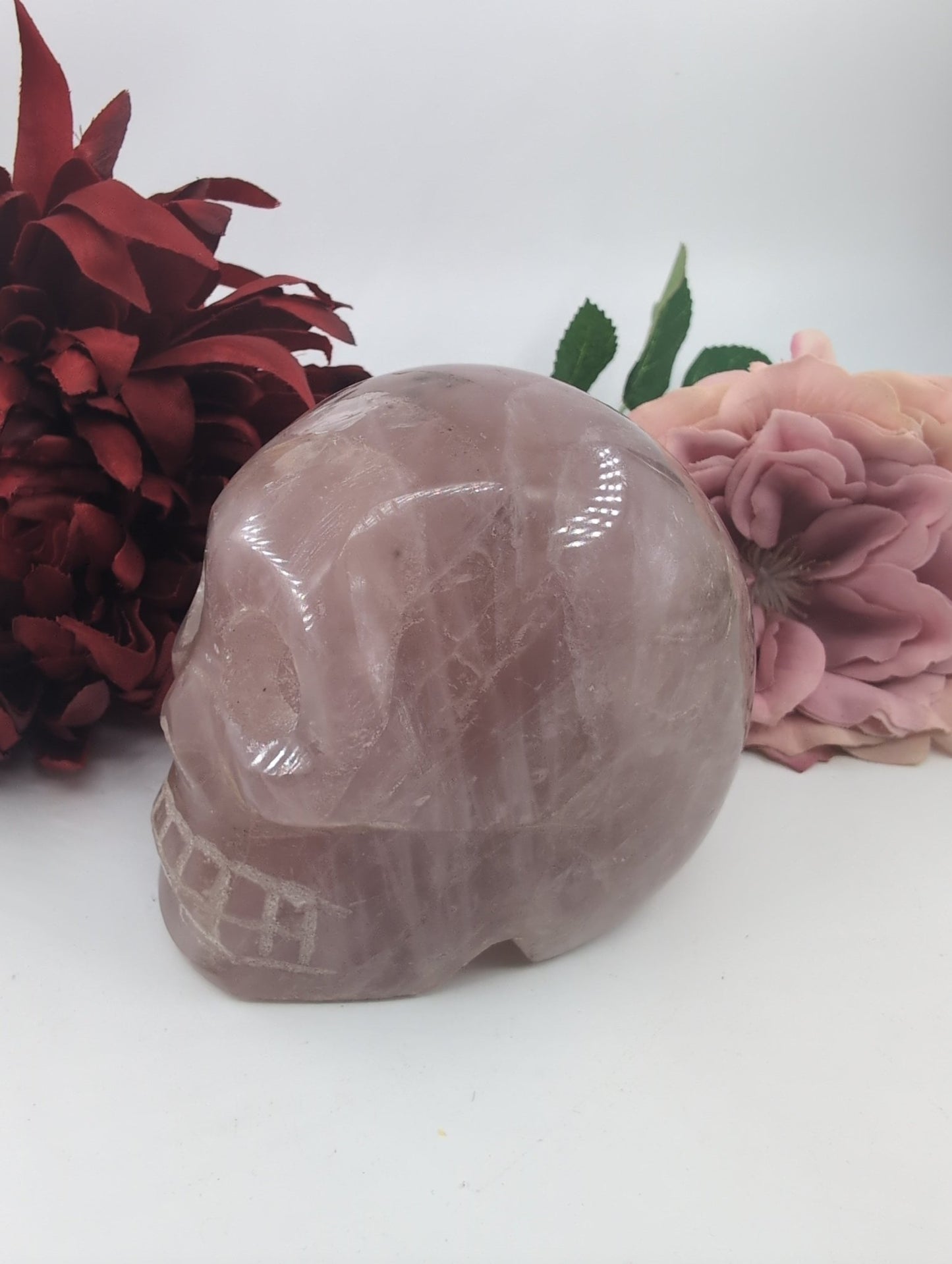 Polished Rose Quartz Skull 758g - Positive Faith Hope Love