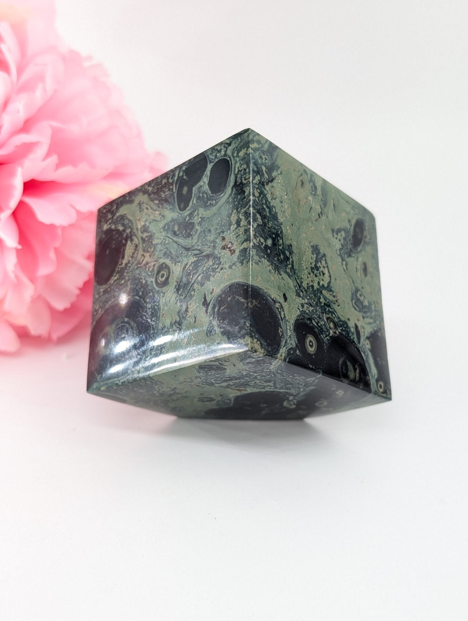 Polished Stromalite/Kambaba Jasper Cube (526g) - Positive Faith Hope Love