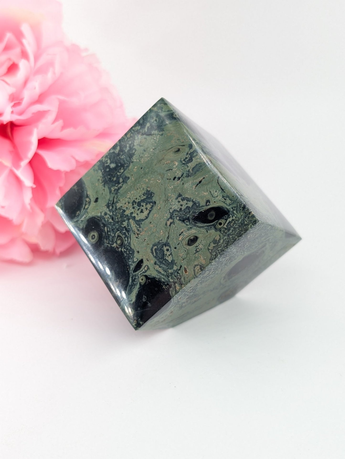 Polished Stromalite/Kambaba Jasper Cube (526g) - Positive Faith Hope Love