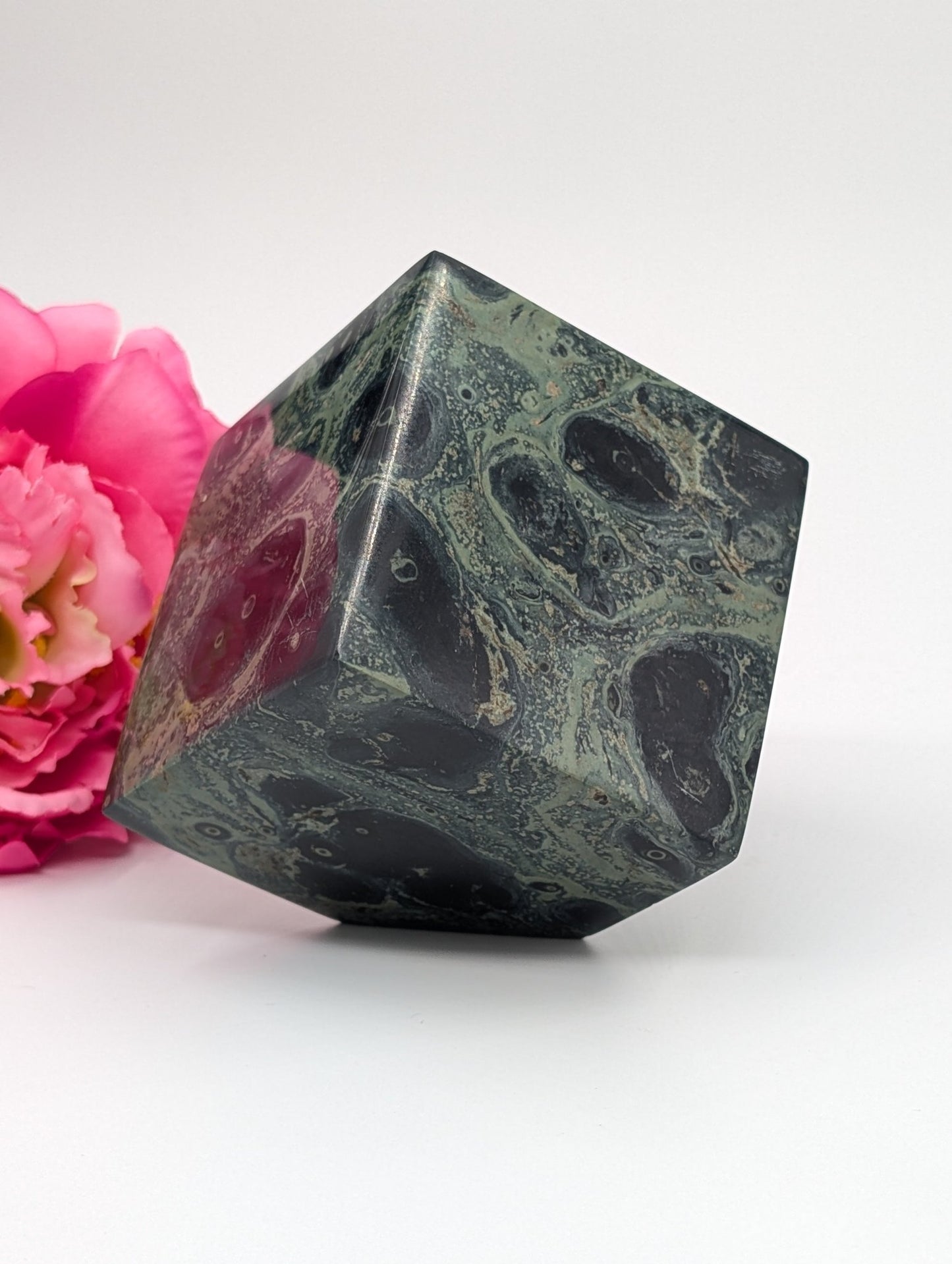 Polished Stromalite/Kambaba Jasper Cube (711g) - Positive Faith Hope Love