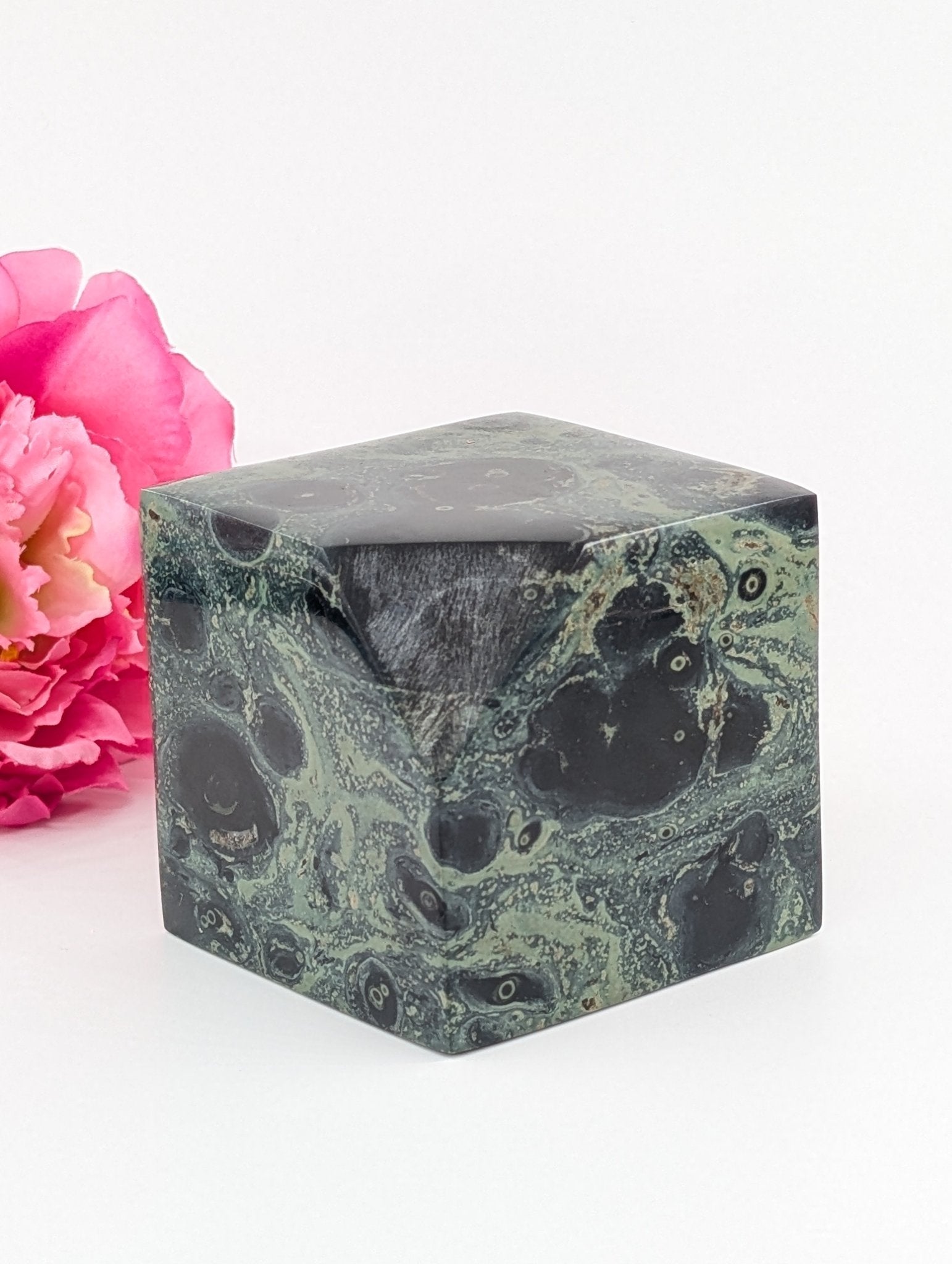 Polished Stromalite/Kambaba Jasper Cube (711g) - Positive Faith Hope Love