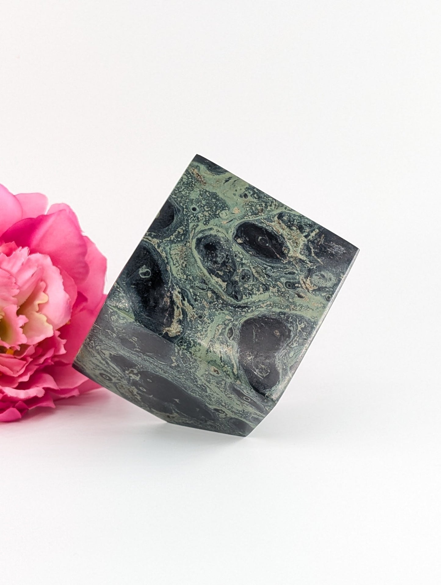 Polished Stromalite/Kambaba Jasper Cube (711g) - Positive Faith Hope Love