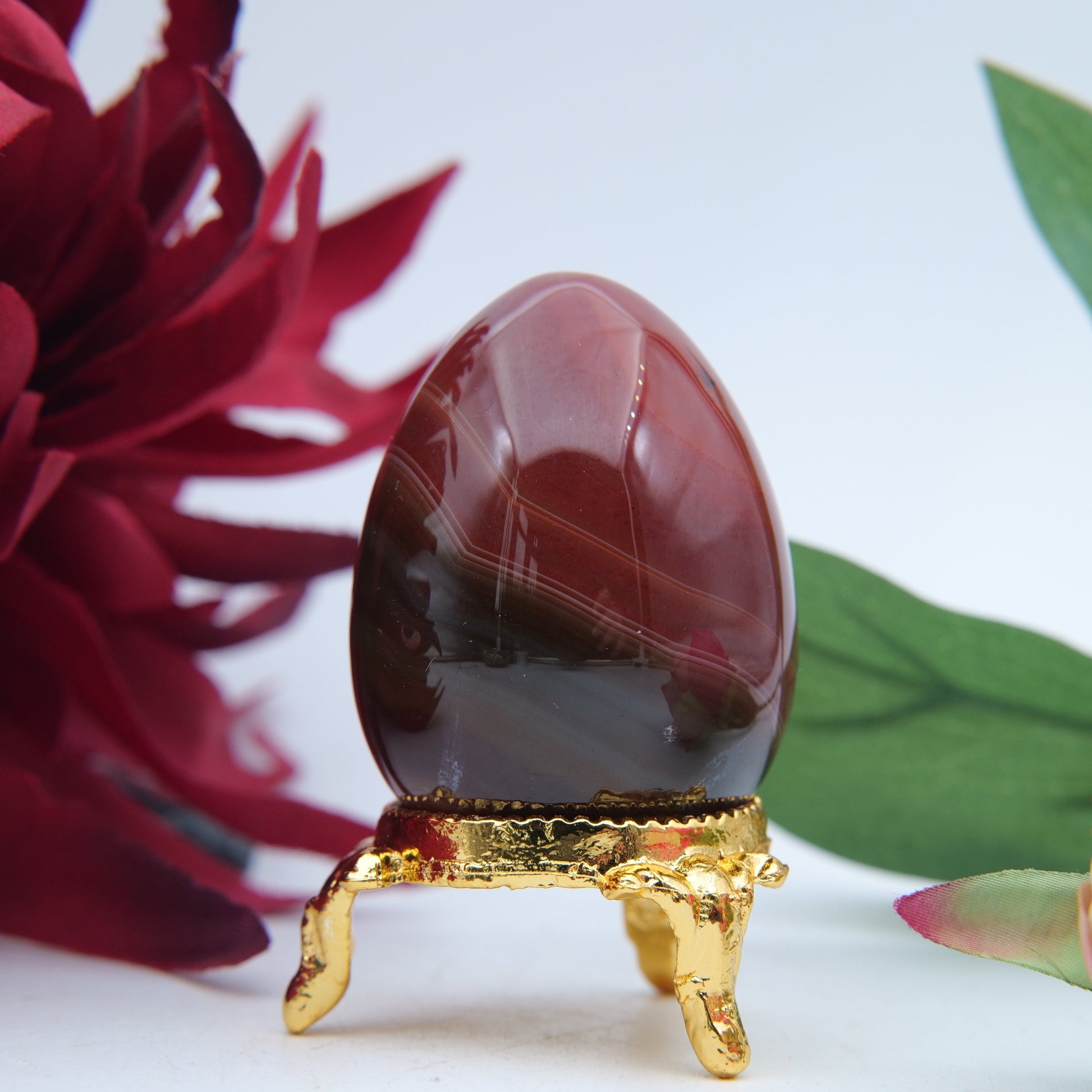 Polished Polychrome Jasper Crystal Egg featuring earthy patterns and matte-gloss finish - Positive Faith Hope Love