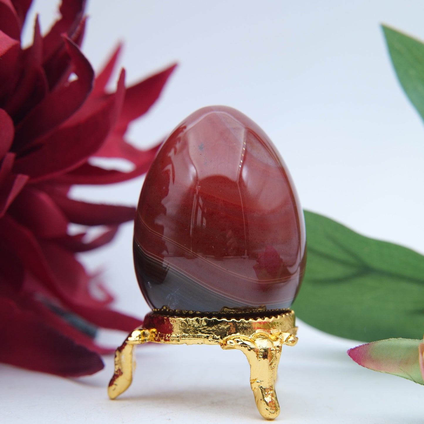 Polished Polychrome Jasper Crystal Egg featuring earthy patterns and matte-gloss finish - Positive Faith Hope Love