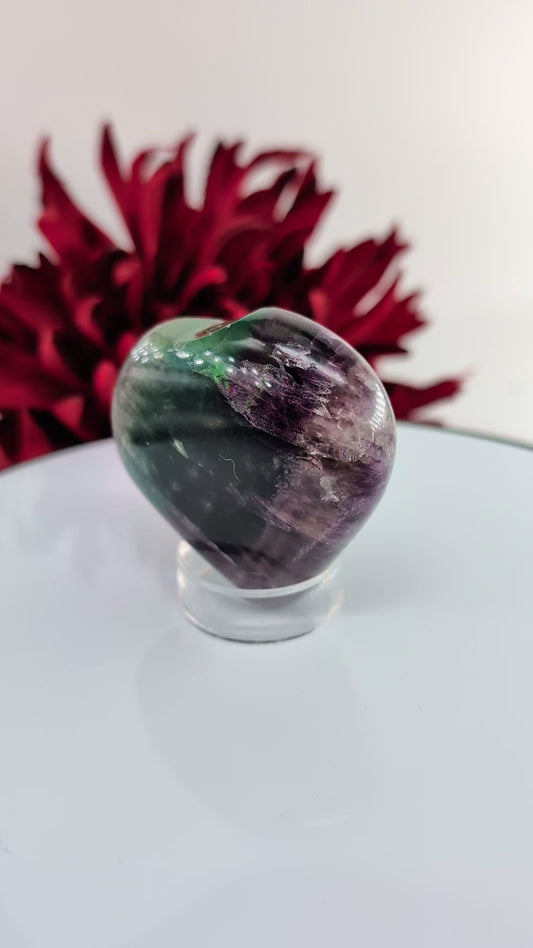 Rainbow Fluorite Heart Palmstone 60mm