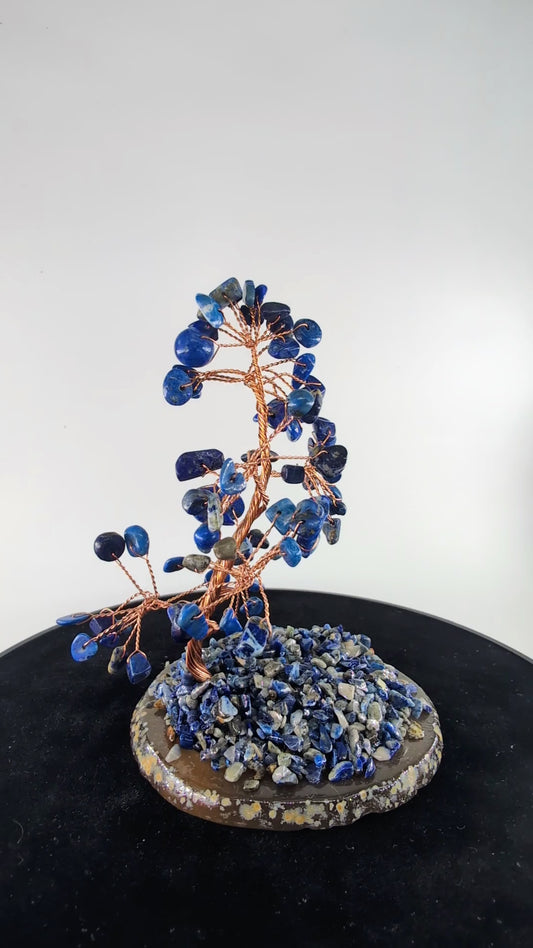 Lapis Lazuli Tree on Natural Agate 135mm