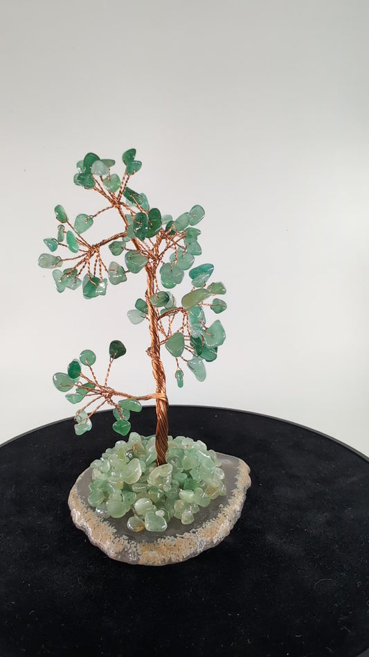 Green Aventurine Crystal Tree on Natural Agate 135mm