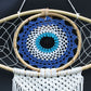 Polished Protection Dream Catcher - Lrg Macrame Evil Eye Blue/White/Black featuring natural patterning and unique variations - Positive Faith Hope Love