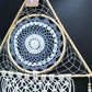 Polished Protection Dream Catcher - Lrg Macrame Pyramid White/Grey featuring natural patterning and unique variations - Positive Faith Hope Love