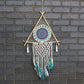 Polished Protection Dream Catcher - Lrg Macrame Pyramid White/Turquoise featuring natural patterning and unique variations - Positive Faith Hope Love
