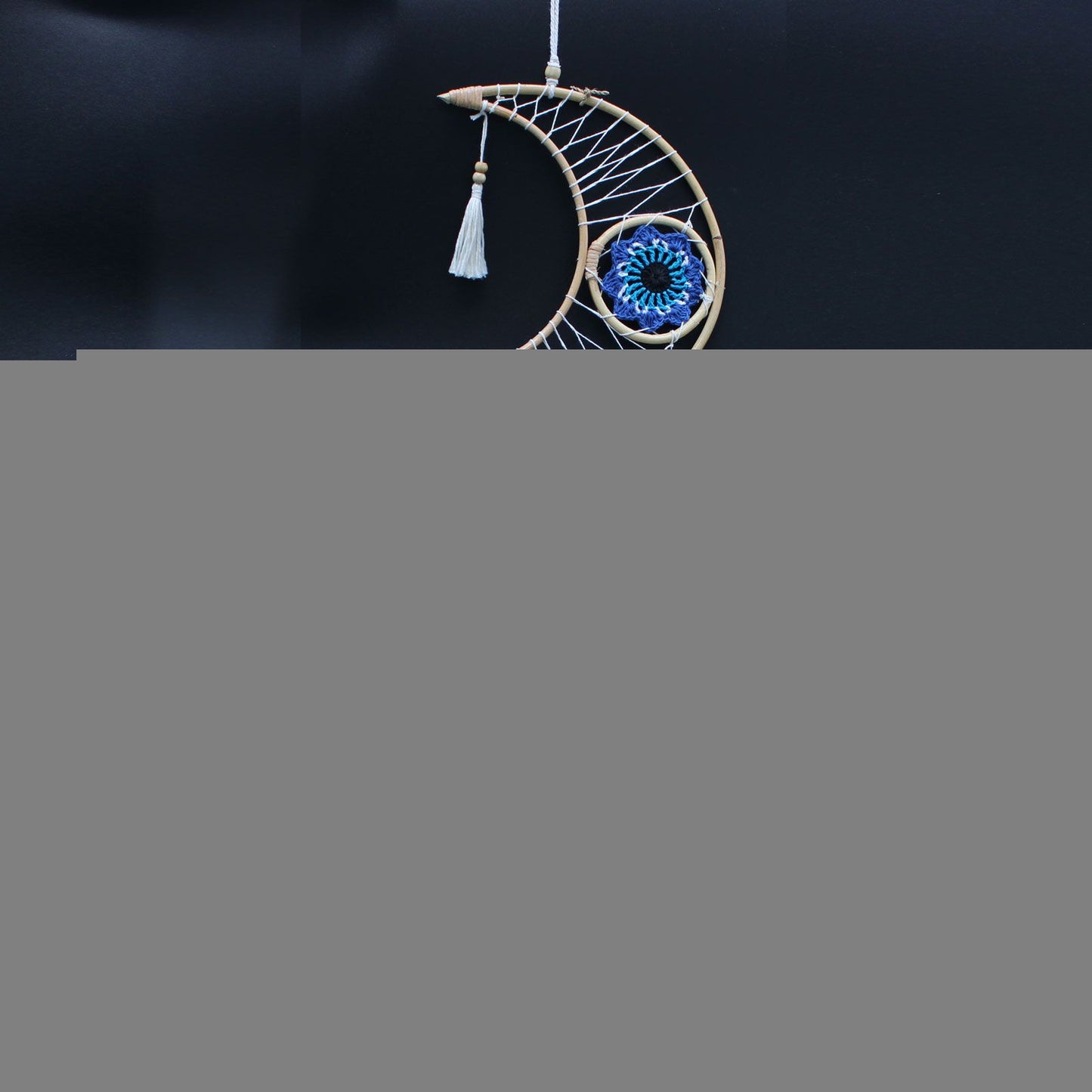 Polished Protection Dream Catcher Macrame Moon featuring natural patterning and unique variations - Positive Faith Hope Love