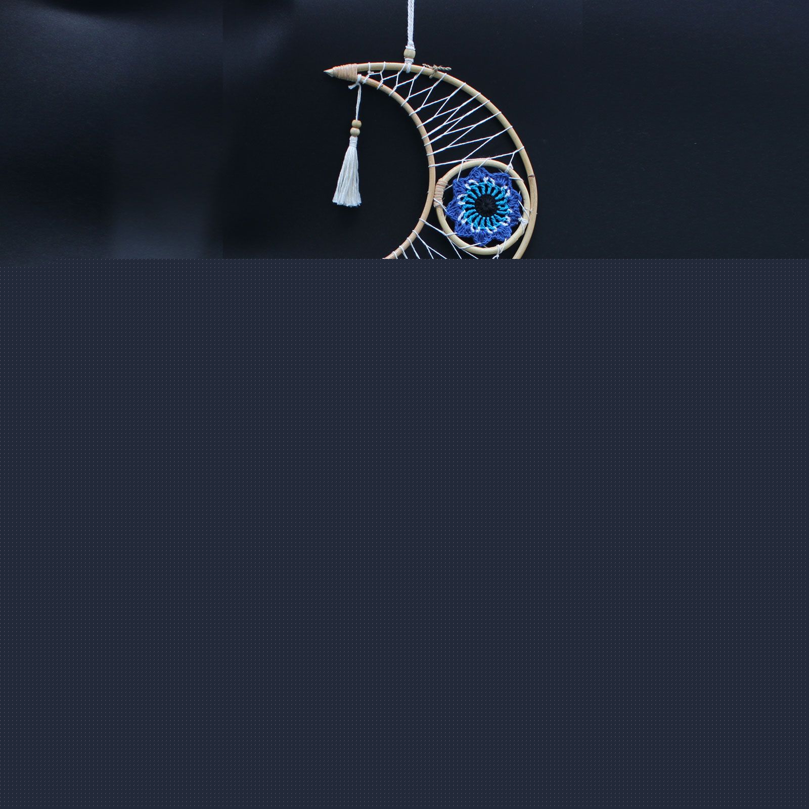 Polished Protection Dream Catcher Macrame Moon featuring natural patterning and unique variations - Positive Faith Hope Love