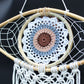 Polished Protection Dream Catcher - Med Macrame Evil Eye White/ Grey/Brown featuring natural patterning and unique variations - Positive Faith Hope Love